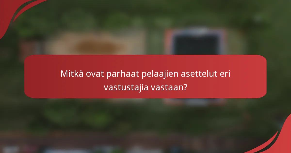 Mitkä ovat parhaat pelaajien asettelut eri vastustajia vastaan?
